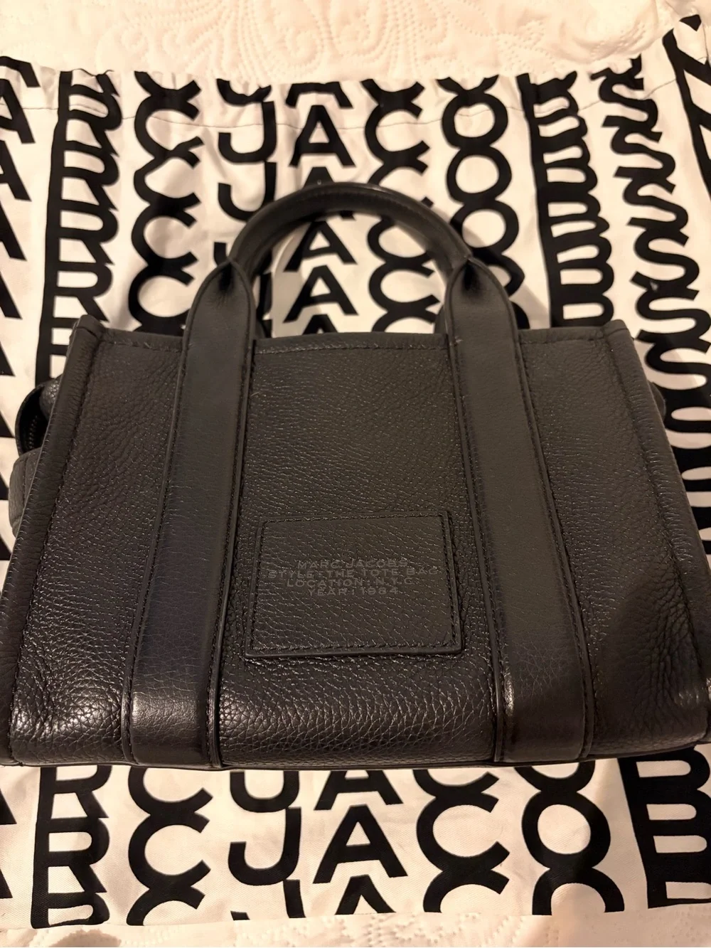Marc Jacobs Black Leather Small Tote with Removable Strap